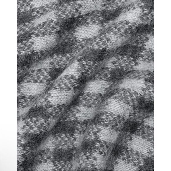 NWT Everlane Unisex The Alpaca Patterned Scarf Gray Buffalo Check One Size - Picture 6 of 12